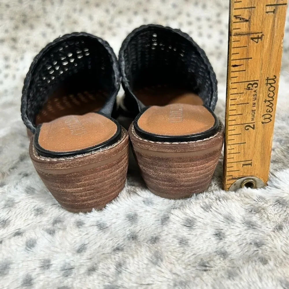 Chelsea & Violet Mules Auggie Black Woven Mule Slides 7M Casual Office Minimal